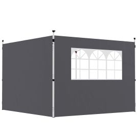SUNVISTA 3 Meters Gazebo Replaceable Exchangeable Side Panel Wall Panels Walls With Window, Dark Grey