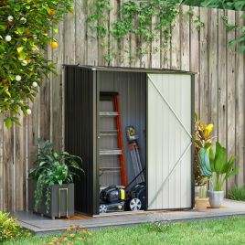 5.3ft x 3.1ft Outdoor Storage Shed, Garden Metal Storage Shed w/ Single Door for Backyard, Patio, Lawn, Charcoal Grey