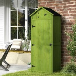 Garden Shed Vertical Utility 3 Shelves Shed Wood Outdoor Garden Tool Storage Unit Storage Cabinet, 77 x 54.2 x 179cm - Green