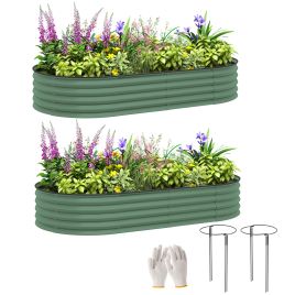 SUNVISTA Set of Two 181 x 93cm Steel Planters - Green
