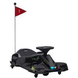 Scott 12V Kids Electric Go Kart with Music and LED Lights - Black