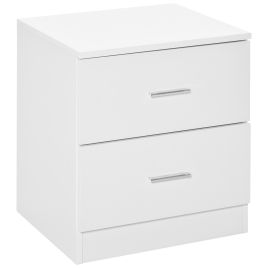 Bedside Table - ISLIN 2 Drawer Nightstand White 45cm