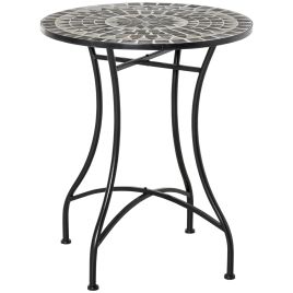 Jones Round Mosaic Side Table for Indoor and Outdoor - Grey