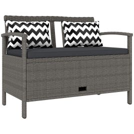 SUNVISTA 160L Storage Two-Seater Rattan Bench - Grey