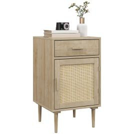 Scott Bedside Table Rattan with Drawer Cabinet - Boho Storage for Bedroom