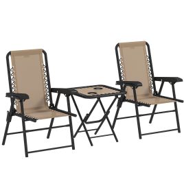 SUNVISTA Three-Piece Garden Table and Chair Set - Khaki