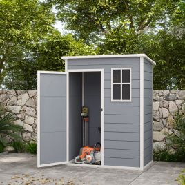 SUNVISTA 5' x 3' Garden Shed with Floor, Outdoor Storage Shed with Lockable Door, Window and Vent for Garden, Patio, Grey