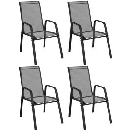 SUNVISTA Set of Four Stackable Mesh Seat Chairs - Black