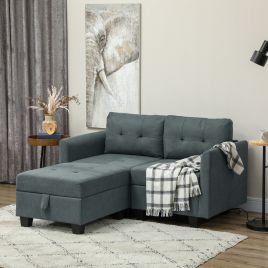 HERON 'L' Shape Modular Storage Sofa - Dark Grey