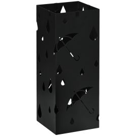 Freestanding Umbrella Stand with 4 Hooks and Drip Tray - Dark Grey