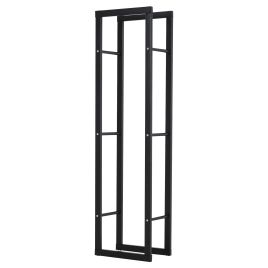 Outdoor Metal Firewood Log Holder Rack Double Tier with Balanced Base Side Rails - Black