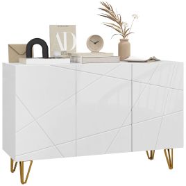 Scott Storage Cabinet with High Gloss Front and Adjustable Shelves - White