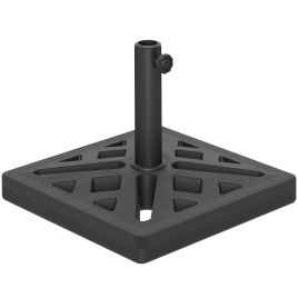 SUNVISTA Garden Parasol Base, 15kg HDPE Outdoor Umbrella Stand Parasol Stand with Cut-Out Design, Sun Umbrella Base for Deck Poolside, Black