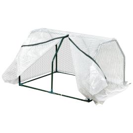 Mini Greenhouse Portable Garden Greenhouse Metal Frame Grow House with PVC Cover, Middle Zip Fastening, 99 x 71 x 60 cm, White