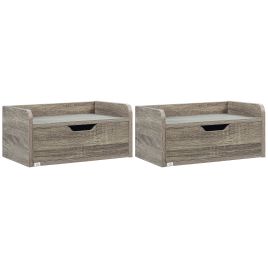 Scott Floating Nightstand Set of 2 Wall Mounted - Grey