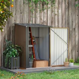 Jones Lean to Garden Shed with Lockable Door - Brown