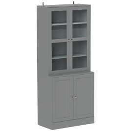 HERON Double Storage Display Cabinet - Grey