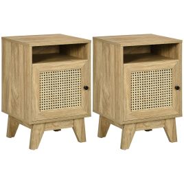 Bedside Table - MORRIN 2 Piece Nightstand Natural 39cm