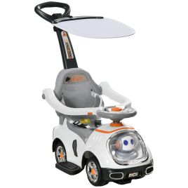 Kinsey 3 in 1 Cartoon Robot Push Car with Light and Music - White