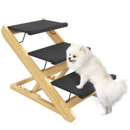 Chemont Pine Wood 3 Step Dog Ramp - Natural