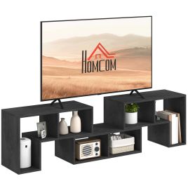 HERON TV Stand for TVs up to 75 Inches, Black Wood Grain