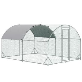 Walk In Chicken Run Galvanized Chicken Coop Hen Poultry House Cage Rabbit Hutch Pet Playpen Backyard with Water-Resist Cover, 2.8 x 3.8 x 2m