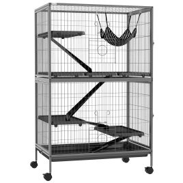 Shelley Small Animal Cage for Chinchilla Ferret Kitten on Wheels - Grey