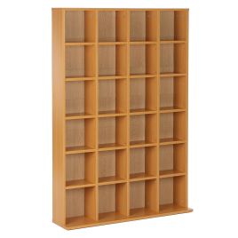480 CD / 312 DVD Storage Shelf Rack Media Storage Unit Shelves Racks Wooden Bookcase Display Unit with 4 Adjustable Shelves Wood
