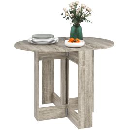 HERON Space-saving Drop Leaf Table, Folding Dining Table for Small Space, Kitchen, Dining Room, Grey