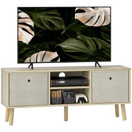HERON TV Cabinet Stand Unit for TVs up to 50'' with Foldable Drawers, Entertainment Centre for Living Room Natural