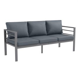Jones Aluminium Three-Seater Garden Bench with Cushions - Grey