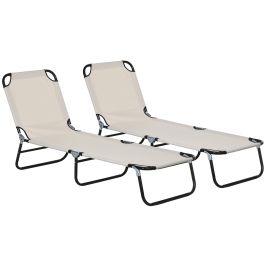 Jones Adjustable Garden Sun Lounger with Five-Position Backrest - Cream