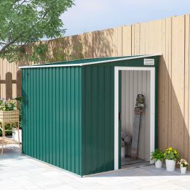 SUNVISTA 7 x 5ft Galvanised Metal Shed, with Sliding Door - Green