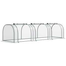 PVC Tunnel Greenhouse Plant Grow House Steel Frame for Garden Backyard with Zipper Doors, 350Lx100Wx80H cm, Transparent