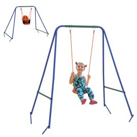 2 In 1 Metal Frame Nursery Swing w/ Comfortable Seat Safety Belt Orange