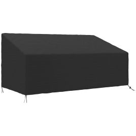 SUNVISTA 600D Oxford Cloth Garden Furniture Cover Waterproof, 3 Seater Sofa Protector for Patio, Outdoor, Black, 218 x 111 x 63-101 cm