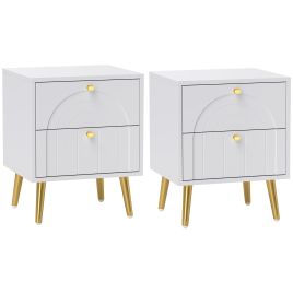 HERON 2-Drawer Bedside Table Set of 2 - White