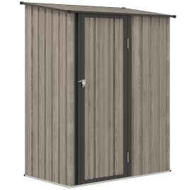 SUNVISTA 5ft x 3ft Metal Garden Storage Shed, Outdoor Tool Shed with Sloped Roof, Lockable Door for Tools, Equipment, Light Grey