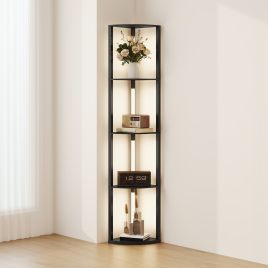 Corner Floor Lamp for Living Room Bedroom with Dimmable Warm White LED Light, Modern Tall Standing Lamp, Black