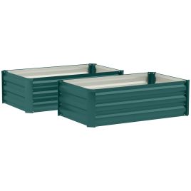 SUNVISTA Set of Two 60 x 100cm Galvanised Steel Planters, Green