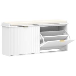 KELVIN 10 Pair Medium Shoe Bench Cabinet White