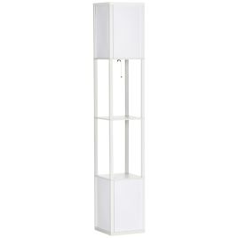Modern Shelf Floor Lamp with Dual Ambient Light, Standing Lamp Living Room, Bedroom, 156cm, White