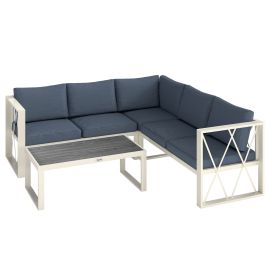 SUNVISTA Four-Piece L Shaped Garden Furniture Set with 5-Level Adjustable Lounger - Grey