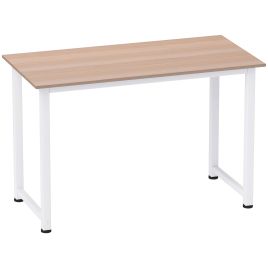 Computer Desk PC Writing Table Home Office Workstation Adjustable Feet Stable Work Study w/ Metal Frame Oak White