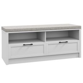 Shoe Bench with Removable Cushion and Storage Compartments