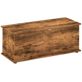 HERON 113L Storage Chest, Storage Box with Flip-Top Lid and 2 Safety Hinges, Storage Trunk for Living Room, Entryway, 100 x 40 x 40 cm, Rustic Brown