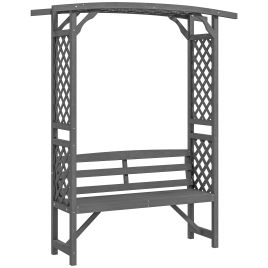SUNVISTA Garden Bench, Wooden Garden Arbour with Seat for Vines/Climbing Plants, Grey