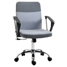 Office Chair Linen Fabric Swivel Computer Desk Chair Home Study Adjustable Chair with Wheels, Grey