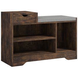 ANWI Shoe Storage Bench with Drawer and Shelves
