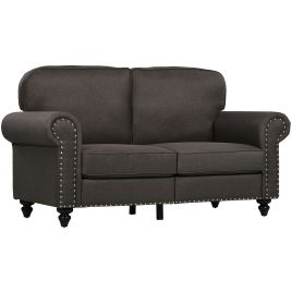2 Seater Sofa - Mid-Century Sofa with Pocket Springs Brown 156cm